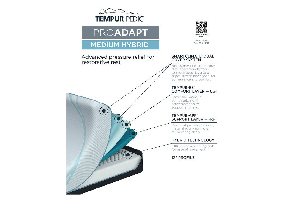 Tempur-Pedic Tempur-Pro Adapt Medium Hybrid Mattress - HassleLess 